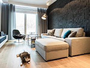 mieszkanie prywatne 60m2 - Rezydencja Daglezja - Toruń - Średni biały czarny salon, styl nowoczesny - zdjęcie od studio 1111