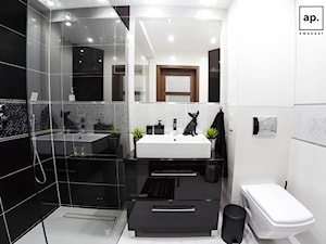 Łazienka B&W - Mała bez okna z punktowym oświetleniem łazienka, styl nowoczesny - zdjęcie od APkwadrat