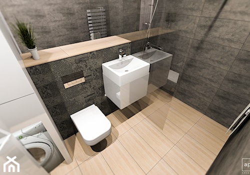 Łazienka Loft - Mała bez okna z pralką / suszarką łazienka, styl nowoczesny - zdjęcie od APkwadrat