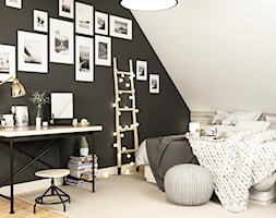 Sypialnia na poddaszu. - Średnia czarna szara sypialnia na poddaszu - zdjęcie od APkwadrat - Homebook