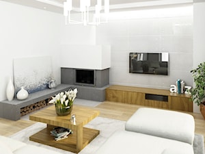 Dom jednorodzinny pod Warszawą - Średni biały salon, styl nowoczesny - zdjęcie od APkwadrat