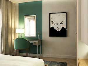 Wnętrze domu Grodzisk Mazowiecki - Średnia biała zielona sypialnia, styl skandynawski - zdjęcie od APkwadrat