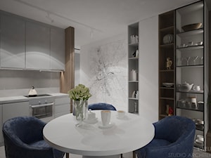Mieszkanie w Warszawie - Mała biała jadalnia w kuchni, styl nowoczesny - zdjęcie od mgr sztuki arch. wnętrz Ewelina Matysiak