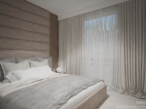Mieszkanie w Warszawie - Mała biała sypialnia, styl nowoczesny - zdjęcie od mgr sztuki arch. wnętrz Ewelina Matysiak