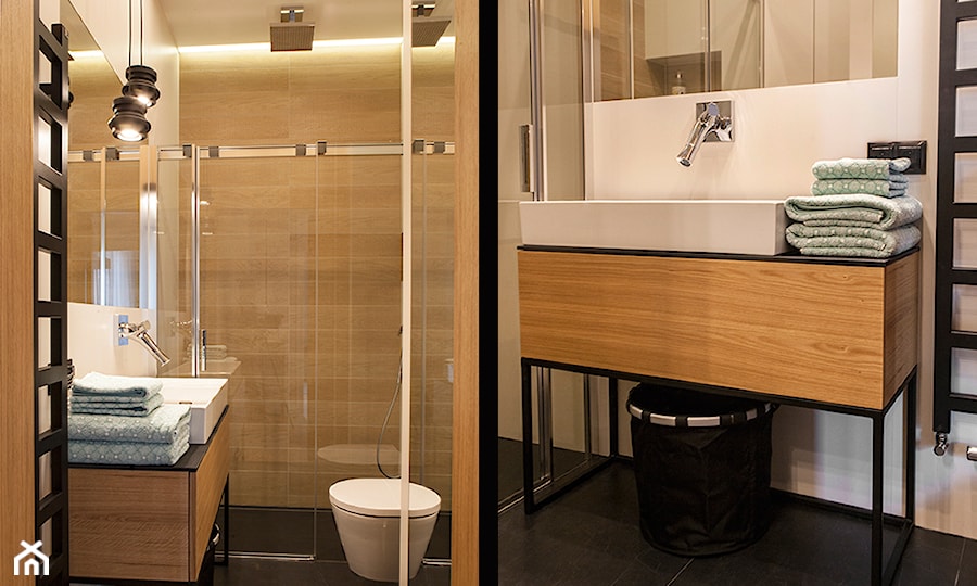 Atrium Park 110m2 - Mała bez okna z lustrem łazienka, styl nowoczesny - zdjęcie od Interno