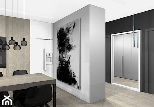Apartament 75m2 - Średni biały czarny hol / przedpokój, styl minimalistyczny - zdjęcie od Interno