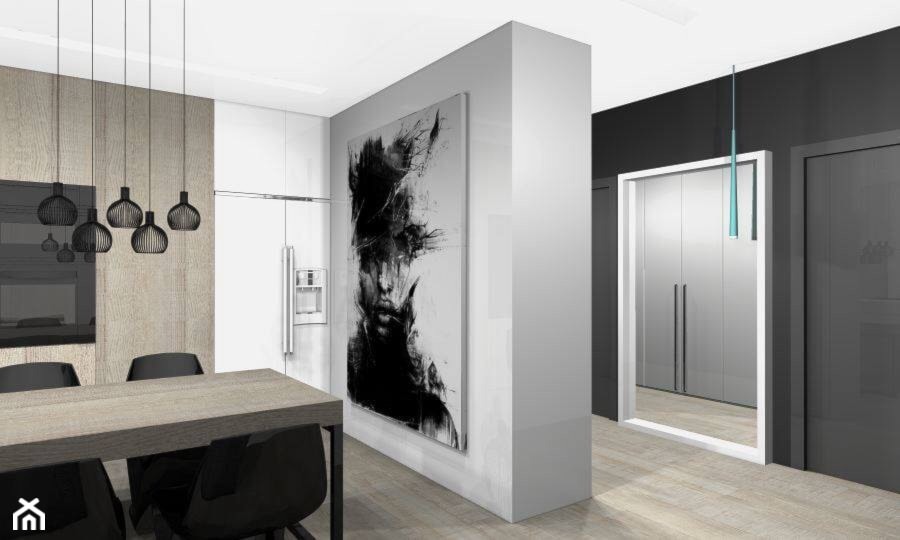 Apartament 75m2 - Średni biały czarny hol / przedpokój, styl minimalistyczny - zdjęcie od Interno