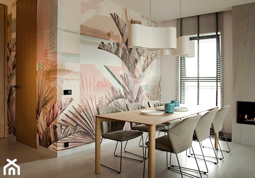 Apartament w pastelach - Średnia jadalnia w salonie, styl nowoczesny - zdjęcie od Interno