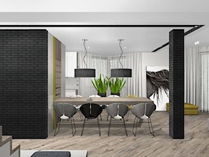 Lifting domu - Duża czarna szara jadalnia w salonie, styl nowoczesny - zdjęcie od Interno