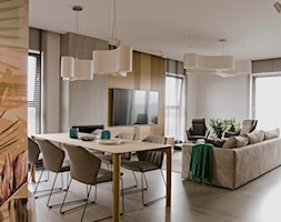 Apartament w pastelach - Średni biały salon z jadalnią, styl nowoczesny - zdjęcie od Interno - Homebook