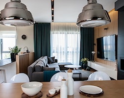 Atrium Park 110m2 - Mały biały salon z kuchnią z jadalnią, styl nowoczesny - zdjęcie od Interno - Homebook