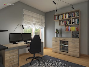 ODDECH TYŃCA - Średnie w osobnym pomieszczeniu białe szare biuro, styl skandynawski - zdjęcie od Studio Architektury Wnętrz "rychtownia"