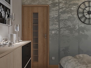 ODDECH TYŃCA - Mała beżowa biała szara sypialnia, styl skandynawski - zdjęcie od Studio Architektury Wnętrz "rychtownia"