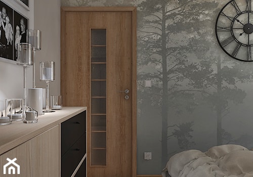 ODDECH TYŃCA - Mała beżowa biała szara sypialnia, styl skandynawski - zdjęcie od Studio Architektury Wnętrz "rychtownia"