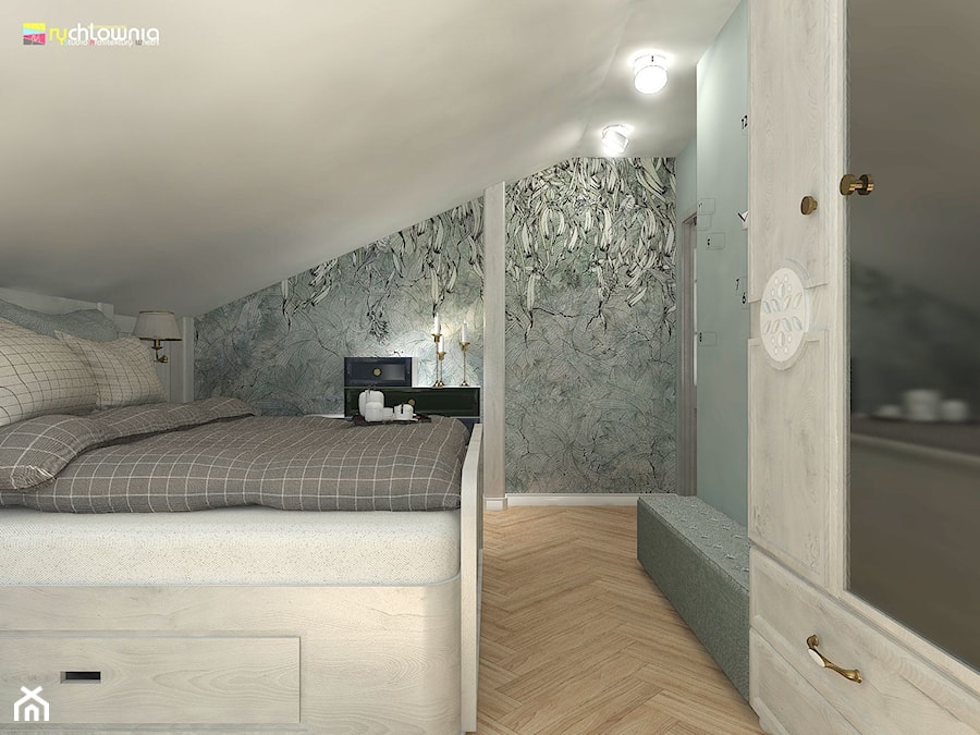 W CENTRUM STAREGO BIELSKA - Mała sypialnia na poddaszu, styl vintage - zdjęcie od Studio Architektury Wnętrz "rychtownia"