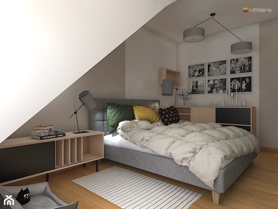 ODDECH TYŃCA - Średnia beżowa biała sypialnia, styl skandynawski - zdjęcie od Studio Architektury Wnętrz "rychtownia"