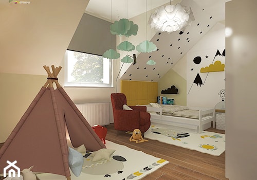 URODZAJNA - Średni beżowy biały pokój dziecka dla dziecka dla chłopca, styl nowoczesny - zdjęcie od Studio Architektury Wnętrz "rychtownia"