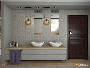 LUXURY BATH - Średnia na poddaszu z dwoma umywalkami z punktowym oświetleniem łazienka z oknem, styl nowoczesny - zdjęcie od Studio Architektury Wnętrz "rychtownia"