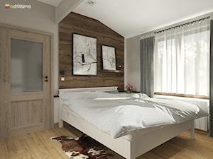 RETRO - Bujaków - Mała szara sypialnia na poddaszu, styl rustykalny - zdjęcie od Studio Architektury Wnętrz "rychtownia"