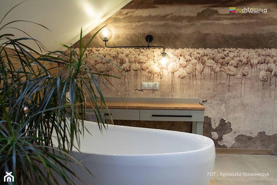 REAL - LUXURY BATH - Mała na poddaszu bez okna łazienka, styl nowoczesny - zdjęcie od Studio Architektury Wnętrz "rychtownia"