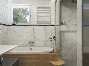DĄBROWSKA BATHROOM - Średnia na poddaszu łazienka z oknem, styl nowoczesny - zdjęcie od Studio Architektury Wnętrz "rychtownia"