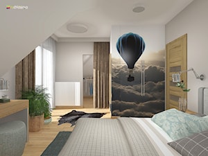 DOM NA ŚLĄSKU CIESZYŃSKIM - Średnia szara sypialnia na poddaszu z garderobą, styl nowoczesny - zdjęcie od Studio Architektury Wnętrz "rychtownia"