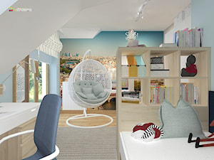 DOM NA ŚLĄSKU CIESZYŃSKIM - Średni duży niebieski pokój dziecka dla nastolatka dla chłopca dla dziewczynki, styl nowoczesny - zdjęcie od Studio Architektury Wnętrz "rychtownia"