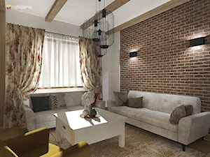 RETRO - Bujaków - Średni biały salon, styl rustykalny - zdjęcie od Studio Architektury Wnętrz "rychtownia"