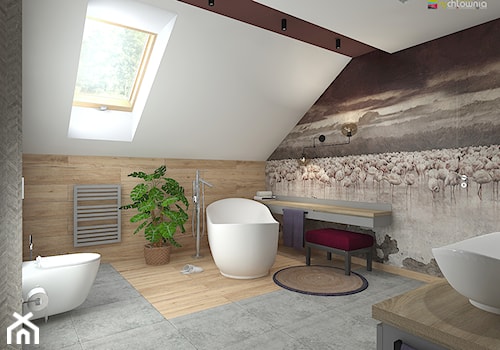 LUXURY BATH - Średnia na poddaszu z punktowym oświetleniem łazienka z oknem, styl nowoczesny - zdjęcie od Studio Architektury Wnętrz "rychtownia"