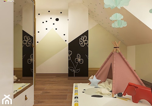 URODZAJNA - Duży biały zielony pokój dziecka dla dziecka dla dziewczynki, styl nowoczesny - zdjęcie od Studio Architektury Wnętrz "rychtownia"