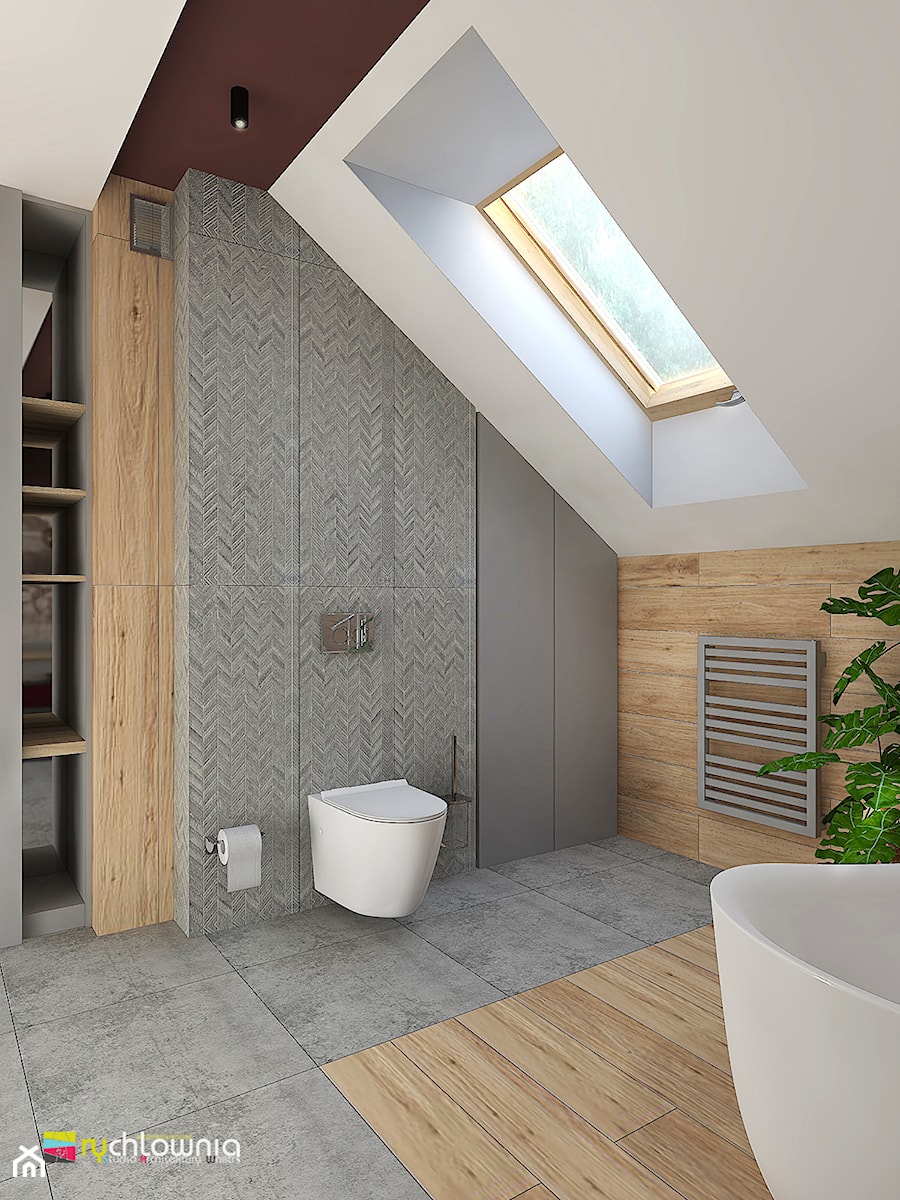 LUXURY BATH - Średnia na poddaszu łazienka z oknem, styl nowoczesny - zdjęcie od Studio Architektury Wnętrz "rychtownia"