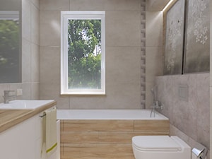 PASTELOWO - SŁONECZNE TARASY - Mała z lustrem łazienka z oknem, styl nowoczesny - zdjęcie od Studio Architektury Wnętrz "rychtownia"