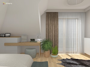 DOM NA ŚLĄSKU CIESZYŃSKIM - Średnia biała szara sypialnia na poddaszu, styl nowoczesny - zdjęcie od Studio Architektury Wnętrz "rychtownia"