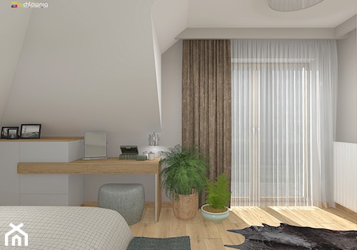DOM NA ŚLĄSKU CIESZYŃSKIM - Średnia biała szara sypialnia na poddaszu, styl nowoczesny - zdjęcie od Studio Architektury Wnętrz "rychtownia"