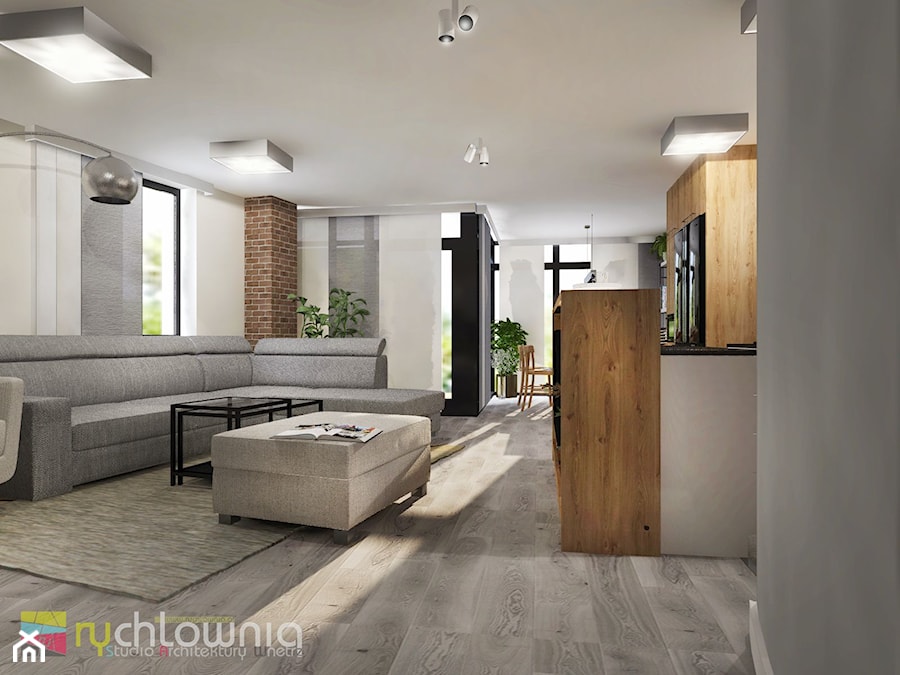 salon w stylu "soft loft" - zdjęcie od Studio Architektury Wnętrz "rychtownia"