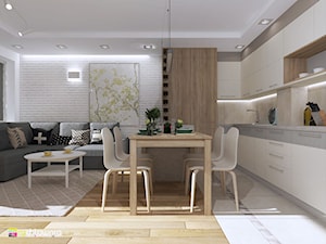 PASTELOWO - SŁONECZNE TARASY - Średnia biała jadalnia w kuchni, styl nowoczesny - zdjęcie od Studio Architektury Wnętrz "rychtownia"
