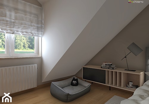 ODDECH TYŃCA - Średnia biała brązowa sypialnia, styl skandynawski - zdjęcie od Studio Architektury Wnętrz "rychtownia"