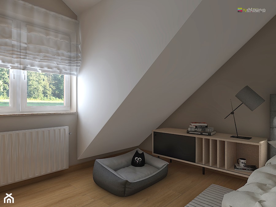 ODDECH TYŃCA - Średnia biała brązowa sypialnia, styl skandynawski - zdjęcie od Studio Architektury Wnętrz "rychtownia"