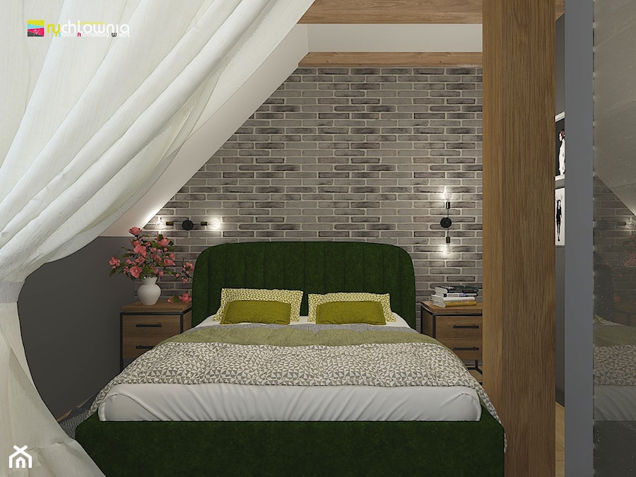 WEEKENDOWE PODDASZE PRZY UL. SOBIESKIEGO - Mała szara sypialnia, styl glamour - zdjęcie od Studio Architektury Wnętrz "rychtownia"