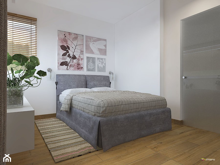 ROMANTYCZNE JAWORZE - Mała beżowa biała sypialnia, styl nowoczesny - zdjęcie od Studio Architektury Wnętrz "rychtownia"