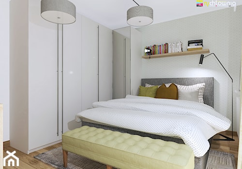 PASTELOWO - SŁONECZNE TARASY - Mała szara sypialnia, styl nowoczesny - zdjęcie od Studio Architektury Wnętrz "rychtownia"