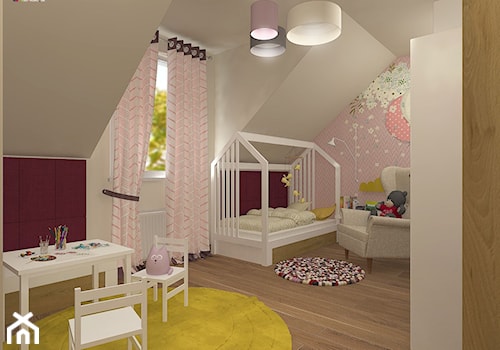 URODZAJNA - Duży biały różowy pokój dziecka dla dziecka dla dziewczynki, styl nowoczesny - zdjęcie od Studio Architektury Wnętrz "rychtownia"