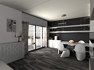 mieszkanie Wiślane Tarasy - Średnia biała czarna jadalnia, styl nowoczesny - zdjęcie od Creative Interior
