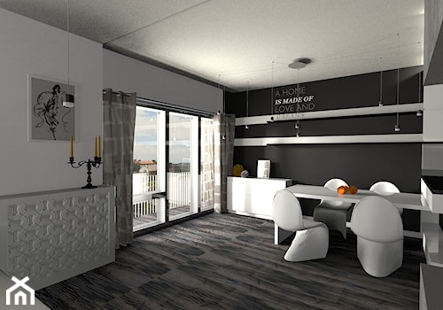 mieszkanie Wiślane Tarasy - Średnia biała czarna jadalnia, styl nowoczesny - zdjęcie od Creative Interior