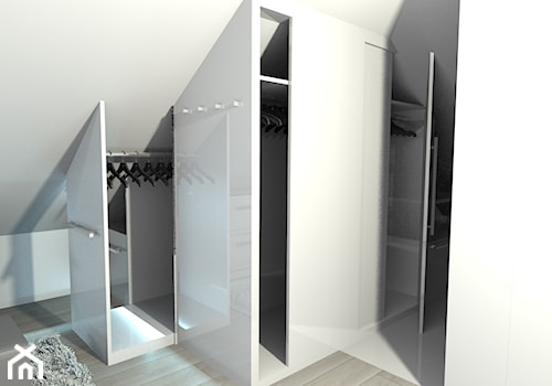 projekt domu w Sidzinie - Mała zamknięta garderoba przy sypialni na poddaszu, styl nowoczesny - zdjęcie od Creative Interior