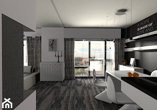 mieszkanie Wiślane Tarasy - Średnia biała czarna szara jadalnia jako osobne pomieszczenie, styl nowoczesny - zdjęcie od Creative Interior