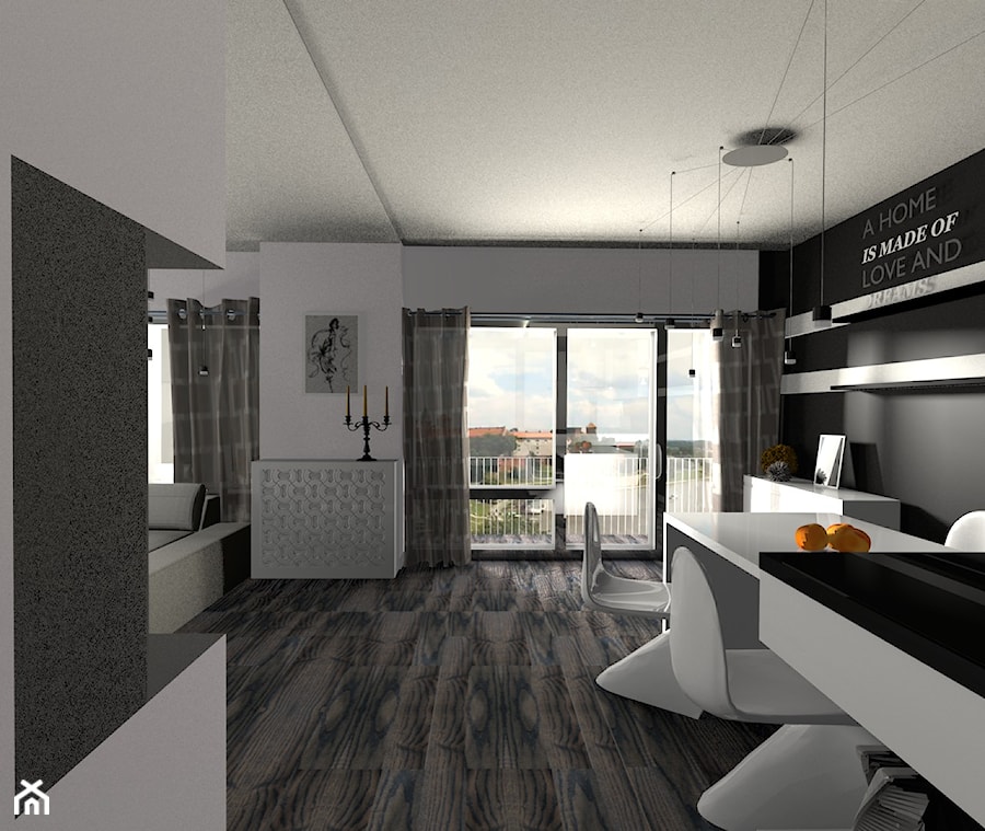 mieszkanie Wiślane Tarasy - Średnia biała czarna szara jadalnia jako osobne pomieszczenie, styl nowoczesny - zdjęcie od Creative Interior