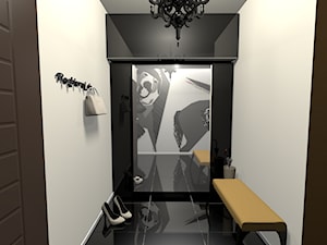 mieszkanie Wiślane Tarasy - Mały z wieszakiem biały czarny hol / przedpokój, styl nowoczesny - zdjęcie od Creative Interior