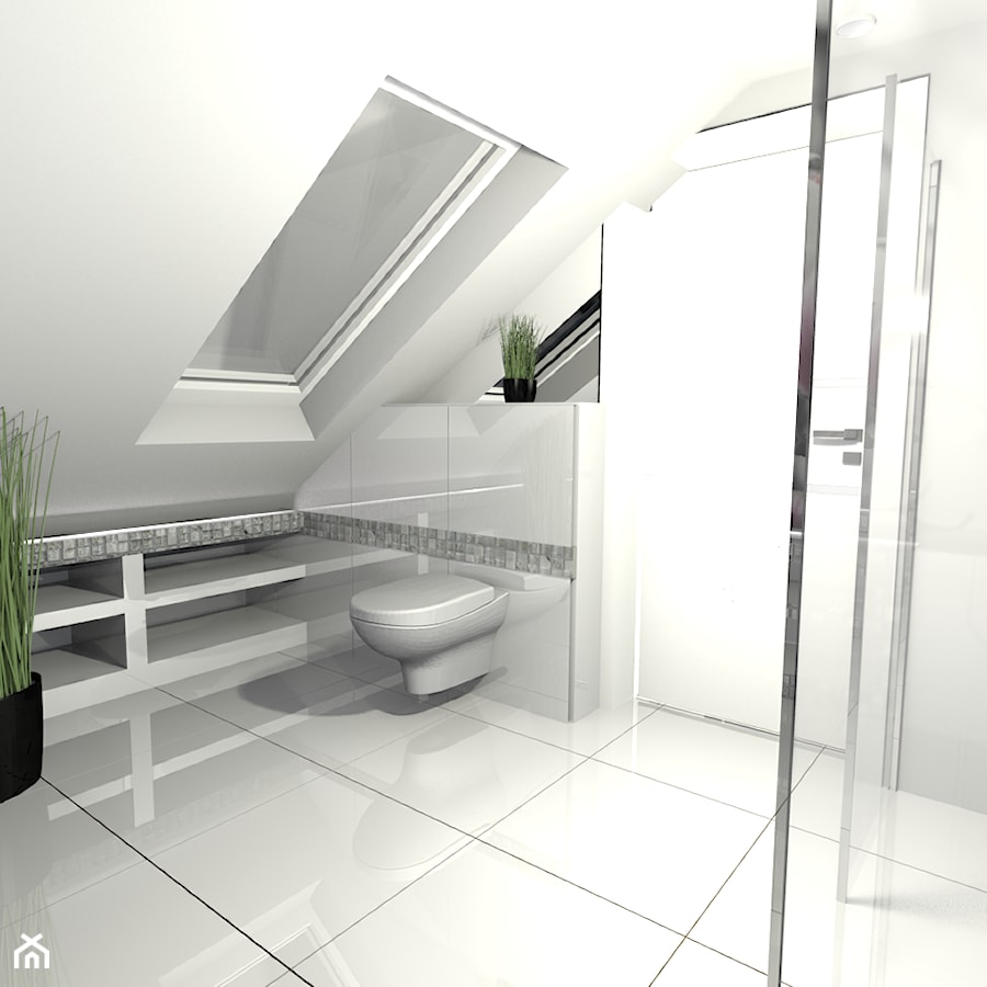 projekt domu w Sidzinie - Średnia na poddaszu łazienka z oknem, styl nowoczesny - zdjęcie od Creative Interior