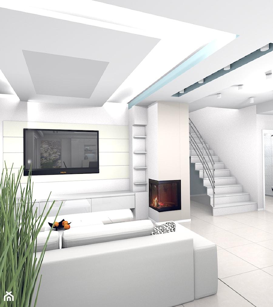 projekt domu w Sidzinie - Średni biały salon, styl nowoczesny - zdjęcie od Creative Interior